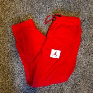 Air Jordan Red Nylon Track Pants Joggers